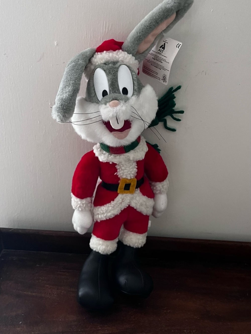 New w Tags Vintage 1998 Bugs Bunny Plush Santa Christmas Looney Tunes Toy